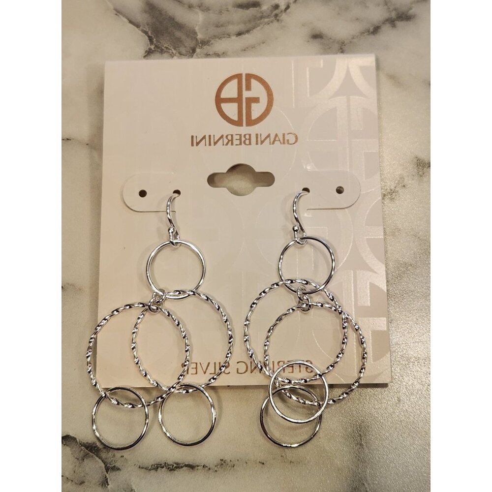 Giani Bernini Sterling Silver Twisted Triple Hoop Drop Earrings